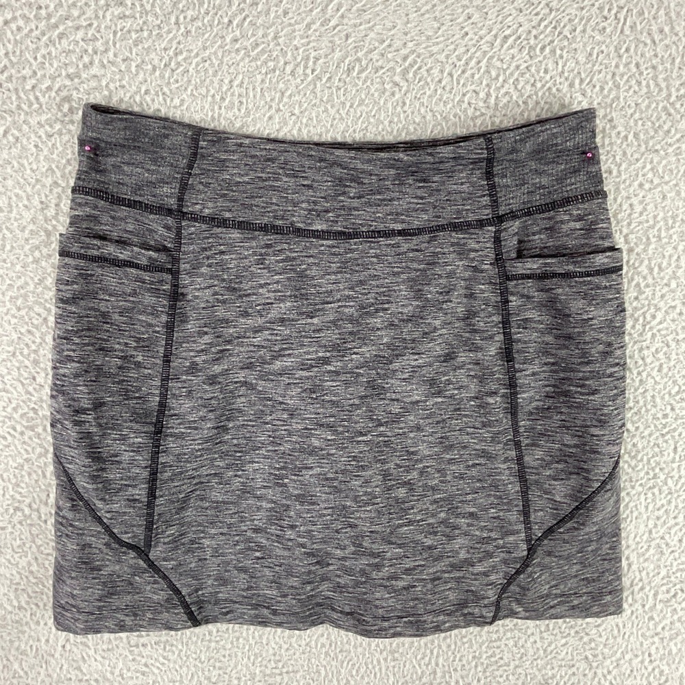 Athleta Athletic Skort Womens Medium Gray Excellent Heathered Pockets Activewear